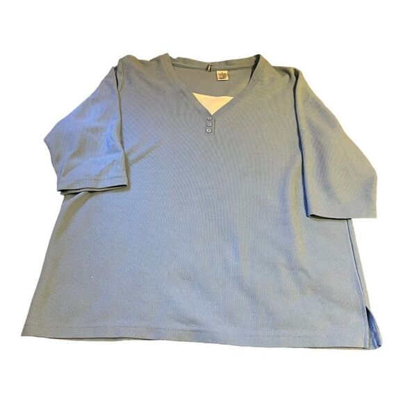 Hastings & Smith Top Knit Mock Neck Basic Light Blue Pullover Women's 1X Plus - Picture 1 of 7